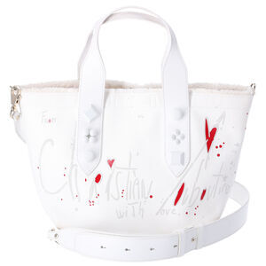 Christian Louboutin Frangibus Small Tote Bag White Canvas Leather Studded